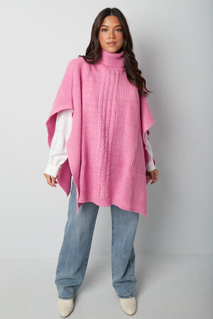 Poncho in maglia liscia - rosa h5 Immagine2